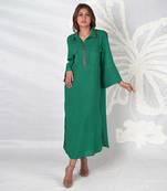 Mira placket embroidered long dress