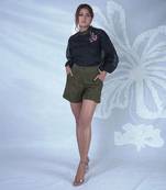 Kamaria black floral applique top