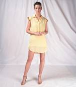 Yellow mini shirt embroidery dress