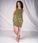 Green aloe embroidery dress