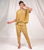 Green loose-fit printed jumpsuit