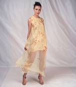 Yellow hued organza embroidery dress