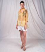 Yellow organza embroidery overshirt