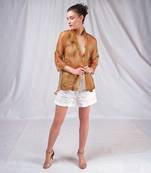 Green printed embroidery overshirt