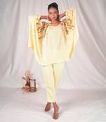 Yellow embroidered kimono sleeves top