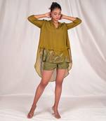 Green layered embroidery top