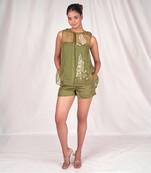 Green aloe organza  embroidery overshirt