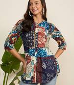 Winered woman multicolor printed front opening tunic