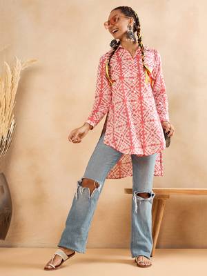 Winered womentie dye hi-low shirt with pocket detailing 1