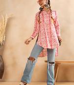 Winered womentie dye hi-low shirt with pocket detailing