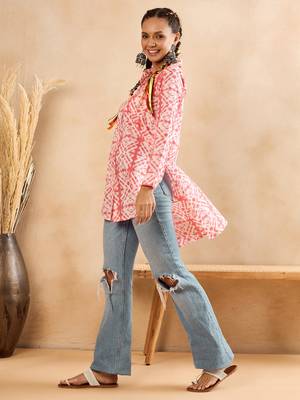 Winered womentie dye hi-low shirt with pocket detailing 4