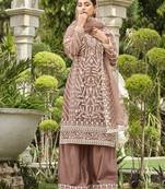 Beige Net Straight Suit For Women Eid Wear