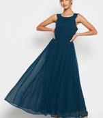 Winered woman georgette solid flared dress