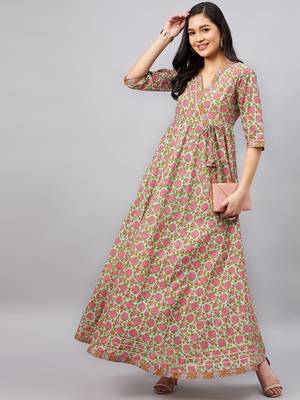 Winered woman angrakha floral dress with border 1