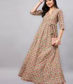 Winered woman angrakha floral dress with border