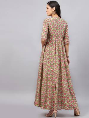 Winered woman angrakha floral dress with border 5