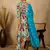 Winered woman multicolor abstract print ruched yoke flare kurta set with dupatta