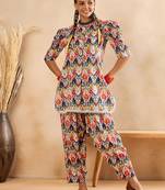 Winered woman multi-colour front placket co-ord set