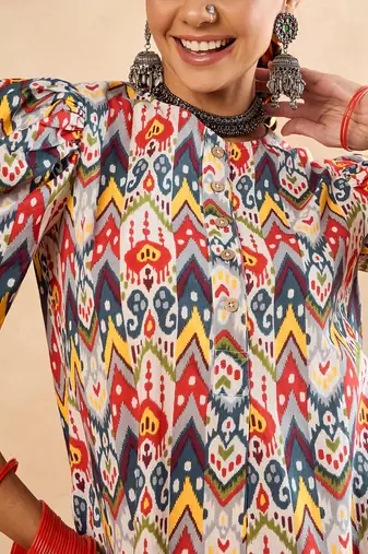 Winered woman multi-colour front placket co-ord set