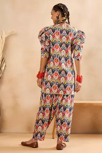 Winered woman multi-colour front placket co-ord set