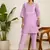 Winered woman purple schiffli with lace detailing kurta set