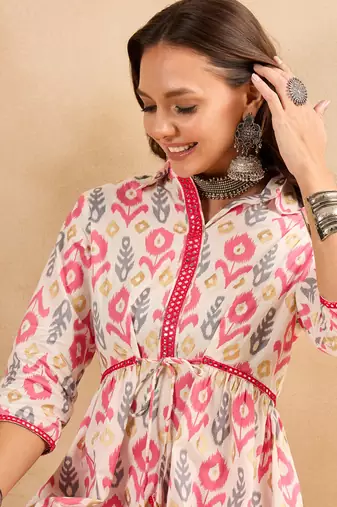 Winered woman off-white embroidered co-ord set