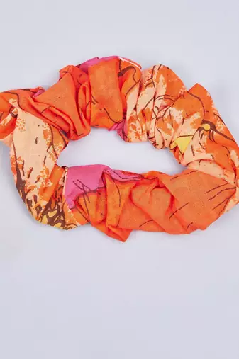 Winered woman orange floral print angrakha co-ord set