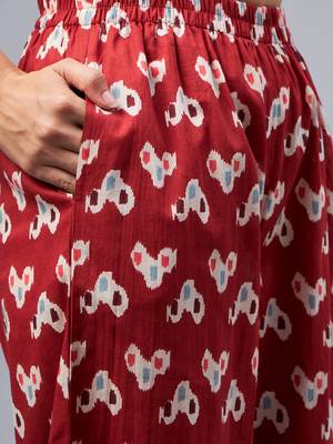 Winered woman rust ikat printed front opening co-ord set 5