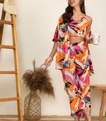 Winered women orange tiger printed 3pcs pant set