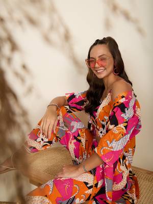 Winered women orange tiger printed 3pcs pant set 3