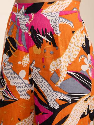 Winered women orange tiger printed 3pcs pant set 5