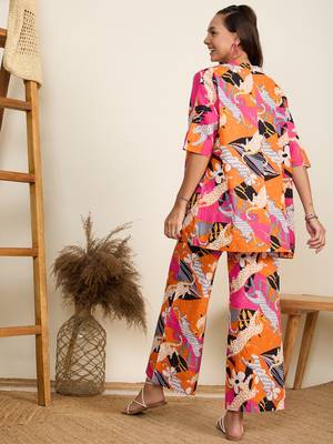 Winered women orange tiger printed 3pcs pant set 6