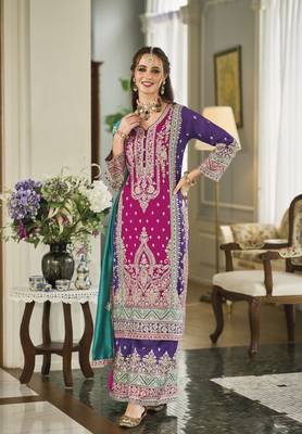 Pink Colour Embroidered Attractive Party Wear  SILK SALWAR SUITS 3