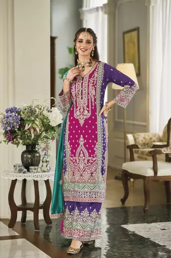 Pink Colour Embroidered Attractive Party Wear  SILK SALWAR SUITS