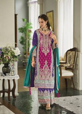 Pink Colour Embroidered Attractive Party Wear  SILK SALWAR SUITS 4