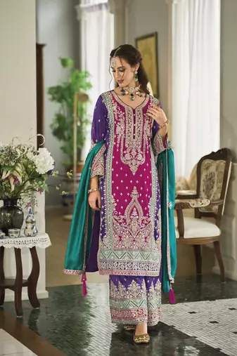 Pink Colour Embroidered Attractive Party Wear  SILK SALWAR SUITS
