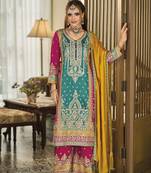 Multi  Self Design Bollywood SILK SALWAR SUITS 