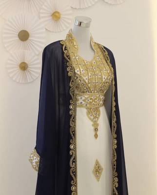 Blue and White Georgette Zari Work Kaftan 2