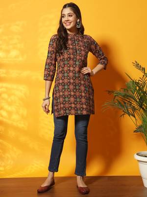 Black and red ajarakh printed tunic 1