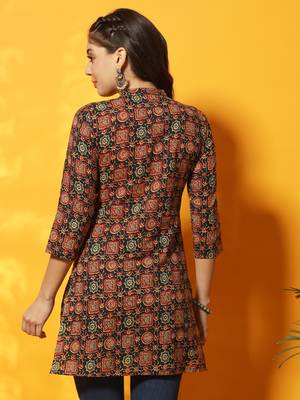 Black and red ajarakh printed tunic 4