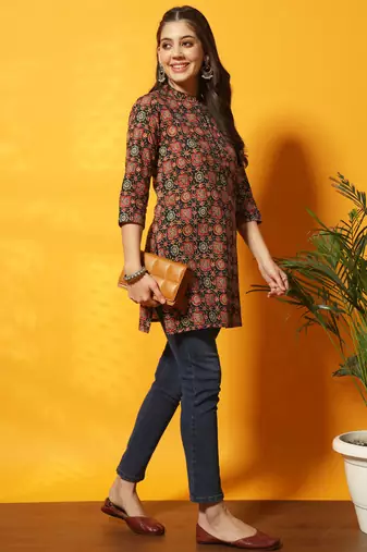 Black and red ajarakh printed tunic