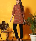 Maroon and black ajarakh printed tunic