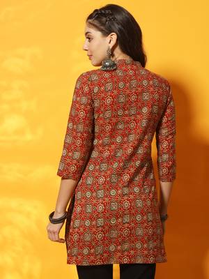 Maroon and black ajarakh printed tunic 4
