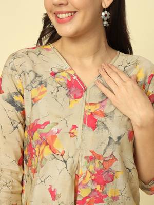 Women beige abstract printed top 2