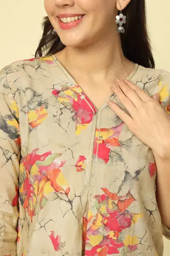 Women beige abstract printed top