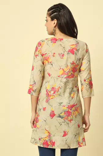 Women beige abstract printed top