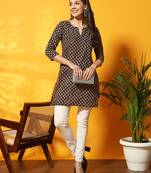 Black and maroon floral bagru printed tunic