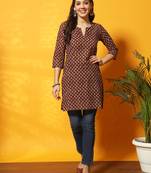 Brown and black floral bagru printed tunic