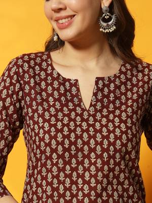 Brown and black floral bagru printed tunic 2
