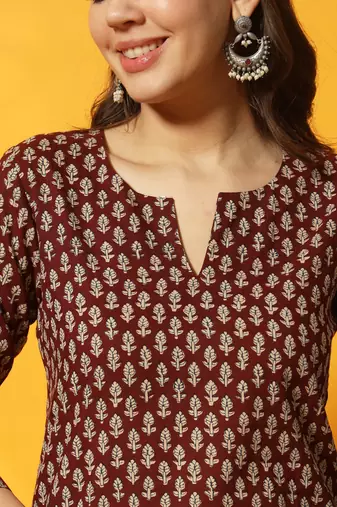 Brown and black floral bagru printed tunic